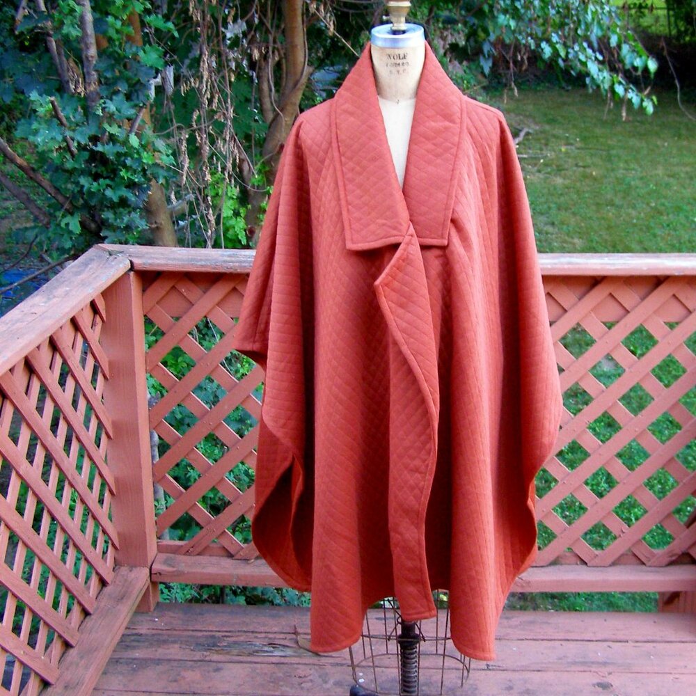 NEW Free People Off Duty Quilted Orange Poncho Cape One size